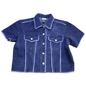 Jamie Nicole Shirt Womens Large Blue Lightweight Casual Short Sleeve Denim Jean